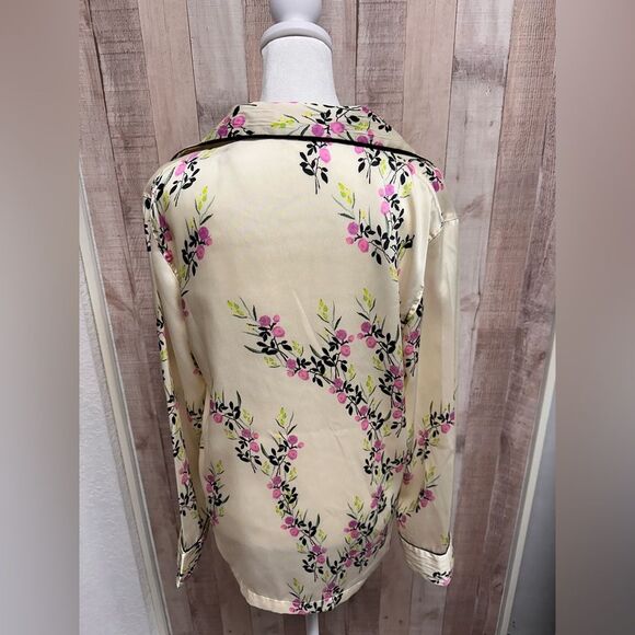 Zara Ecru printed piped floral button down shirt NWOT - Picture 14 of 14